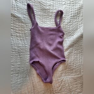Hunza G Mauve Textured One-Piece Bodysuit